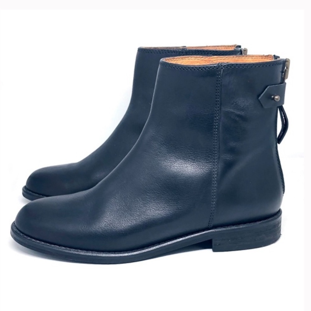 Madewell Hayes Black Leather Back Zip Ankle Boots
